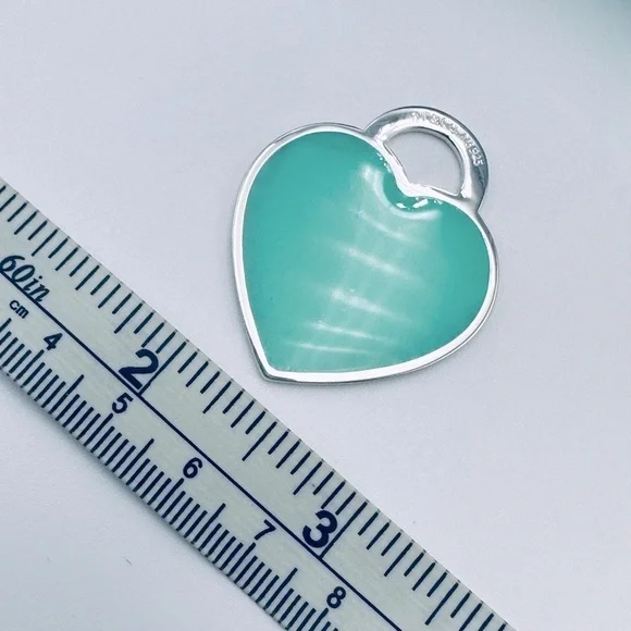VERY RARE XL Blue Enamel Return to Tiffany Heart Charm Pendant with Packaging - Picture 8 of 10